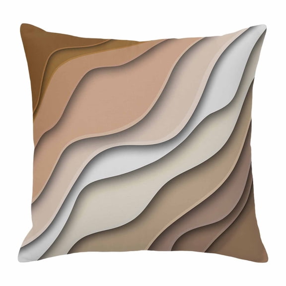 Throw Pillow Covers 26 x 26 Inch, Brown Ombre Cotton Linen Pillows Cases, Modern Geometric Abstract Aesthetic Cream Square Cushion Covers for Couch Sofa Bed