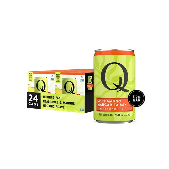 Q Mixers Spicy Mango Margarita Mix, Premium Cocktail Mixer with Real Ingredients, 7.5 fl oz (Pack of 24)