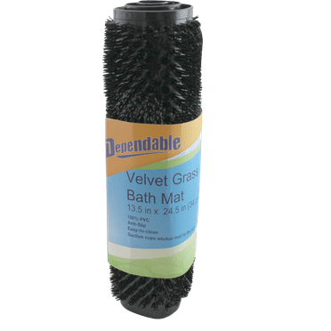 Dependable Industries inc. Essentials Grass Textured Spa Quality Foot Scrubber Shower Bath Mat Anti-Slip 24.5" x 13.5" Black