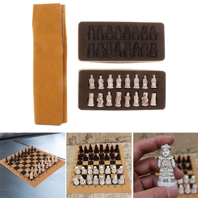 Juego de piezas de ajedrez chino clásico y ranuras de almacenamiento, juego de tablero de ajedrez Vintage para padres e hijos, desarrollo , Baoblaze ajedrez chino