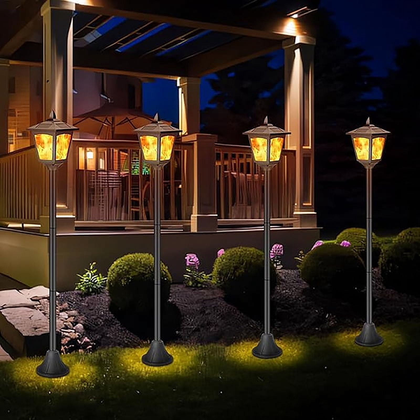 Kanstar Solar Flame Flickering LED Landscape Lights Outdoor Waterproof Warm Amber 4 pack 40 inch