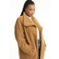 thumbnail image 3 of June + Vie Women's Plus Size Maxi Teddy Fleece Coat, 3 of 6