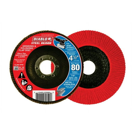 UPC: 0008925094012 | Diablo Steel Demon 4-1/2 in. Dia. x 7/8 in. Zirconium Flap Disc 80 Grit 13280 rpm 1 pc.