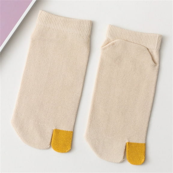 Tittly Ankle Socks Cotton Socks 2Pcs Split Toe Socks Women Men Socks Non Slip Flop Socks For Sports Shoes Boots Leather Shoes Sandals Low Cut Socks Socks for Women Beige A
