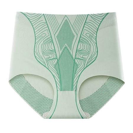 Icvfdpl Women S Underwear High Waist Liquid Non Silk Ice Silk Belly Compression Powerful Body Shaping Lift Shaping Soft Breathable Panties For Women Green L