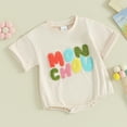 thumbnail image 2 of Bagilaanoe Newborn Baby Girl Boy Rompers Letter Embroidery Short Sleeve Bodysuits 3M 6M 12M 18M Infant Casual One Piece Short Jumpsuit, 2 of 8