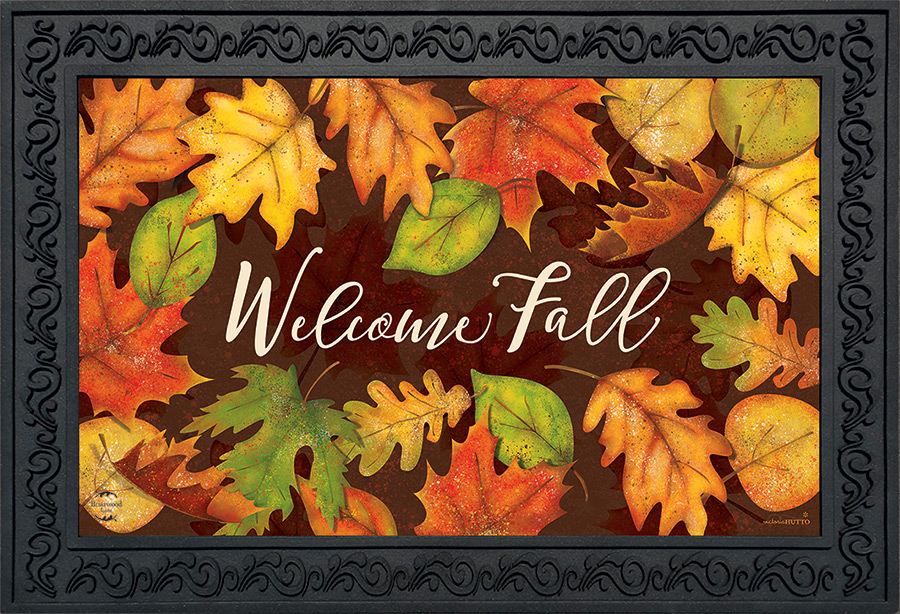 Leaf Toss Fall Doormat Colored Leaves Indoor Outdoor 18' x 30' Briarwood Lane