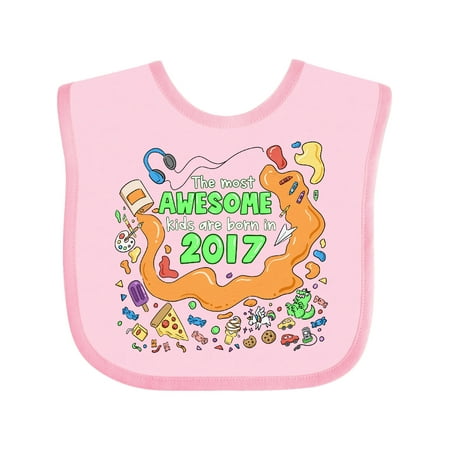 

Inktastic The Most Awesome Kids are Born in 2017 Gift Baby Boy or Baby Girl Bib