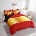 thumbnail image 3 of Castle Fairy Female Men Adults Minimalist Wide Stripes Twin Bedding Sets 7-Piece,Mid Century Red Golden Bedding Comforter Set Microfiber,Geometric Polka Dots Breathable Sheet Sets, 3 of 8