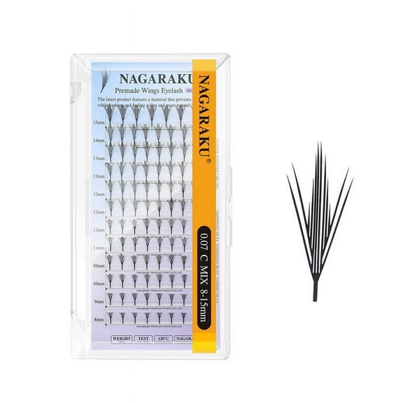 NAGARAKU Air Series Soft and Light Wings Eyelash Extension Anime Effect Fluttering Eyelash Matte Black 0.07C8mm
