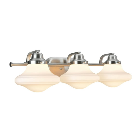 Aspen Creative 62075, 3-Light Bathroom Vanity, 24 1/2" Wide, Transitional Design, Brushed Nickel