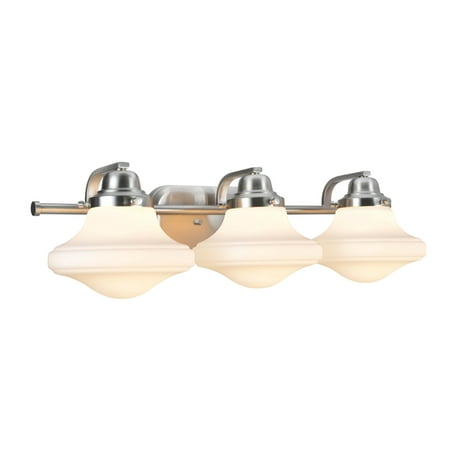 

Aspen Creative 62075 3 Light Metal Bathroom Vanity Wall Light Fixture 24 1/2 Wide Transitional Design in Brushed Nickel with Opal Etched Glass Shade