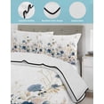 thumbnail image 3 of Quilts Queen Size Bedding Set, Navy Blue Spring Floral Reversible Summer Quilt 3 Pieces, Elegant Pastoral Flowers Watercolor Lightweight Bedspreads Coverlets with 2 Pillow Shams for All Seasons, 3 of 5