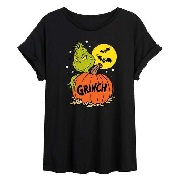 The Grinch - Grinch And Pumpkin - Juniors Ideal Flowy Muscle T-Shirt
