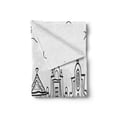thumbnail image 2 of Amsterdam Soft Flannel Fleece Blanket, Doodle Monochrome Illustration of Old Composition Village Houses Holland, Cozy Plush for Indoor and Outdoor Use, 50" x 70", White Charcoal Grey, by Ambesonne, 2 of 6