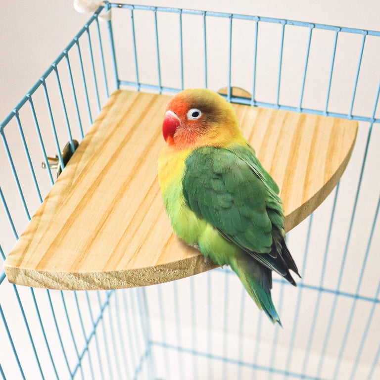 KSK Colorful Wood Bird Perch Stand - 6 Inch Platform Toy For Parrots, Budgies, Parakeets, Cage Accessory With Sand Cover