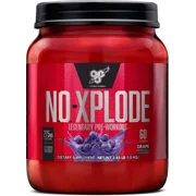 BSN N.O.-XPLODE Pre Workout Powder, Energy Supplement for Men and Women with Creatine and Beta-Alanine, Flavor: Grape, 60 Servings