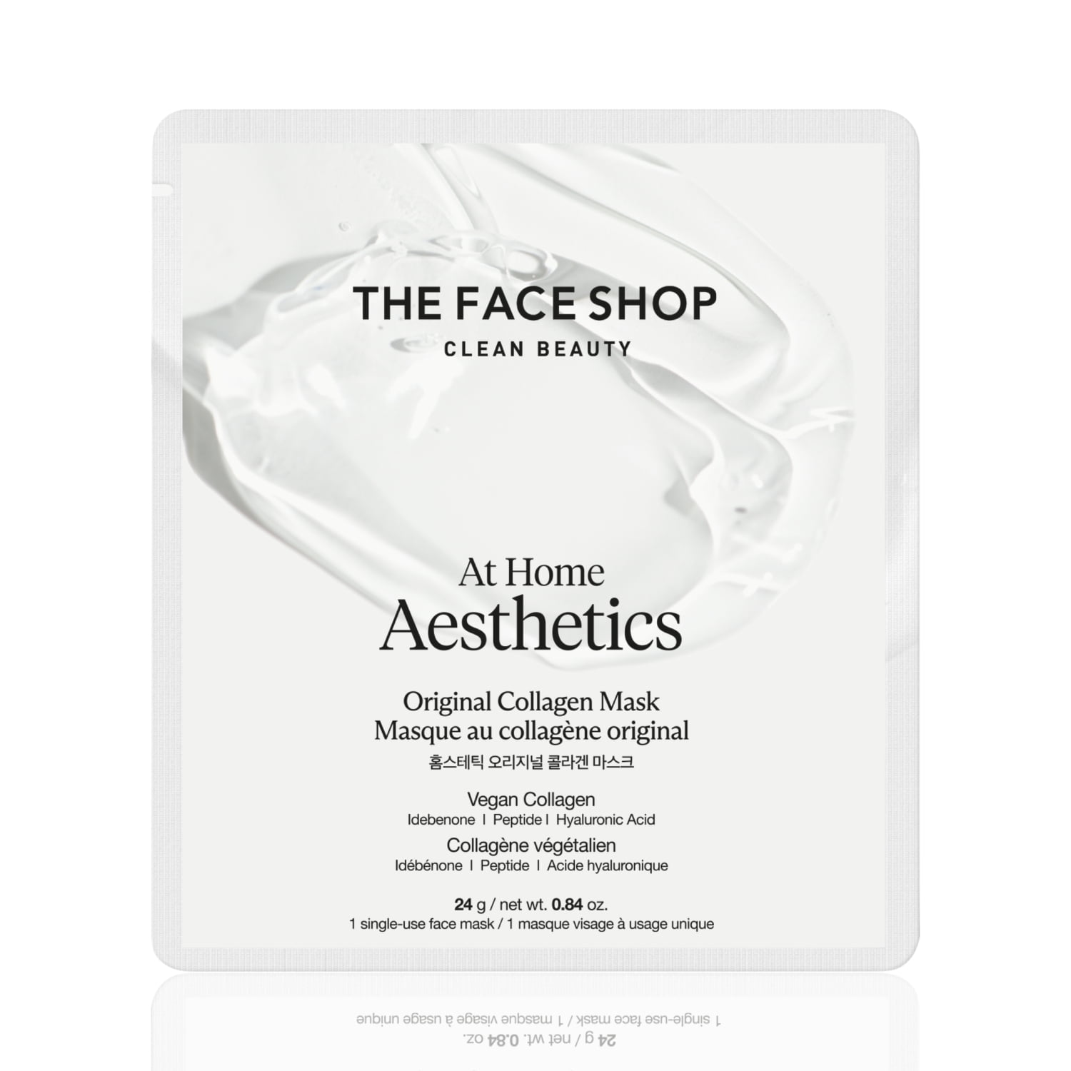THE FACE SHOP At Home Aesthetics Original Vegan Collagen Mask, Korean Hydrogel Mask with Peptide, Niacinamide, and Hyaluronic Acid for Elasticity and Moisturizing