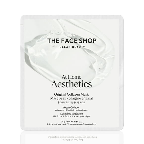 THE FACE SHOP At Home Aesthetics Original Vegan Collagen Mask, Korean Hydrogel Mask with Peptide, Niacinamide, and Hyaluronic Acid for Elasticity and Moisturizing