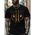thumbnail image 4 of Tiger Eyes Men's T Shirts Animal T-Shirt for Men Crew Neck Tees Cotton Tops, Black, S, 4 of 7