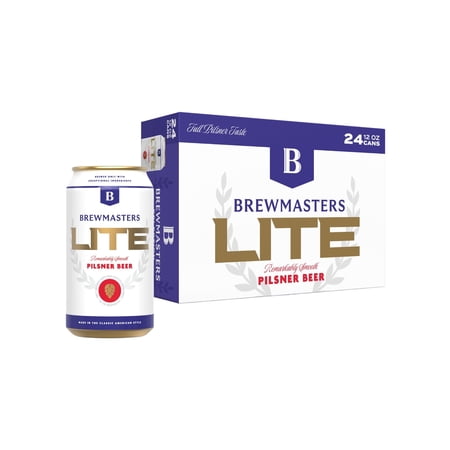 Brewmasters Selection Lite Pilsner Beer, 24 Pack, 12 fl oz 24 Cans, 4.2% ABV