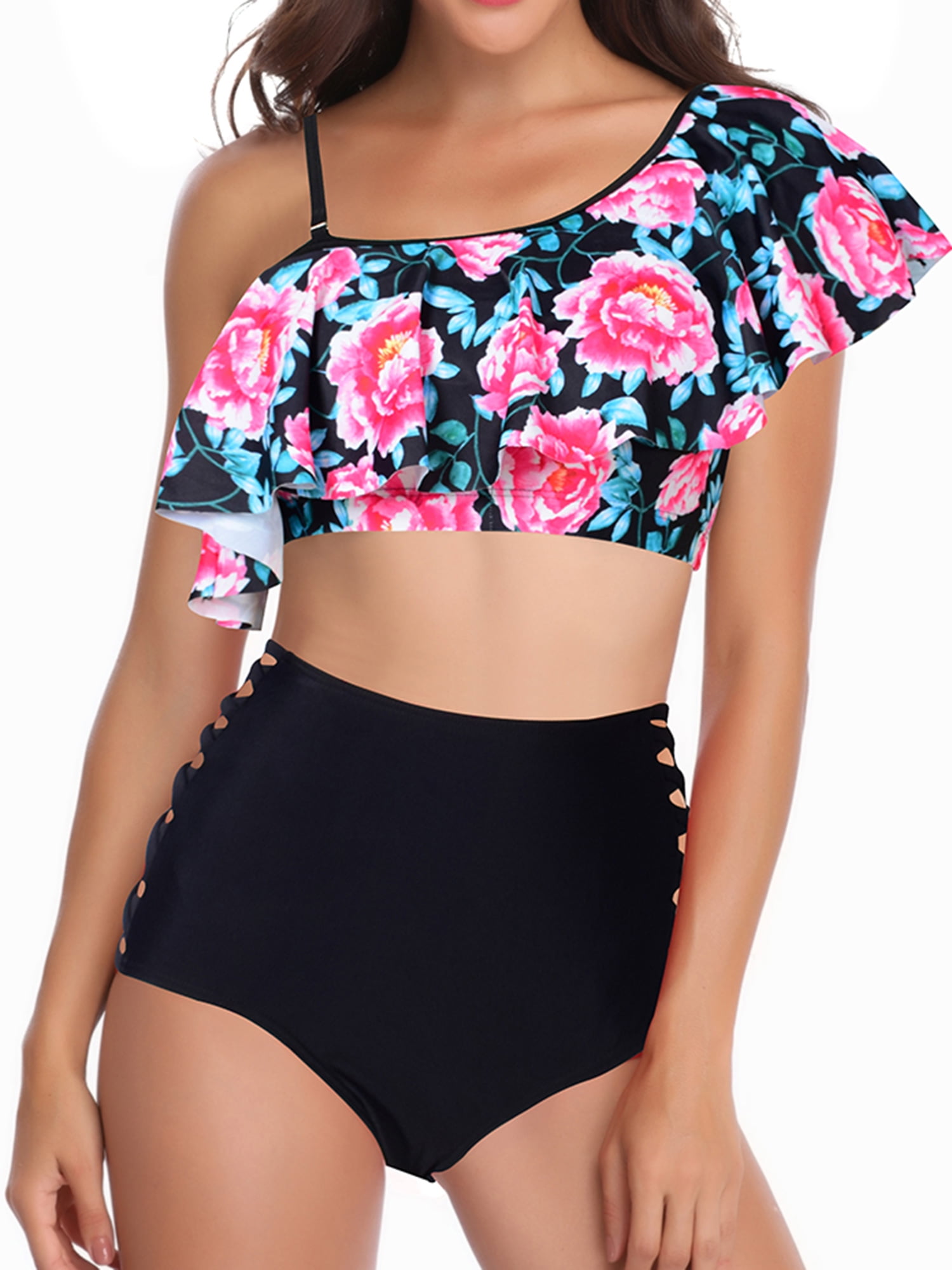 high waisted two piece swimsuit walmart