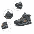thumbnail image 4 of CUZIBR Toddler Boys Shoes Ankle Boots Non Color Block Lace Up Leather Casual Hiking Booties Thermal Lined Hook And Loop Fashion Shoe Outdoor Lightweight Comfy Footwear,Grey,11-11.5 Years, 4 of 9