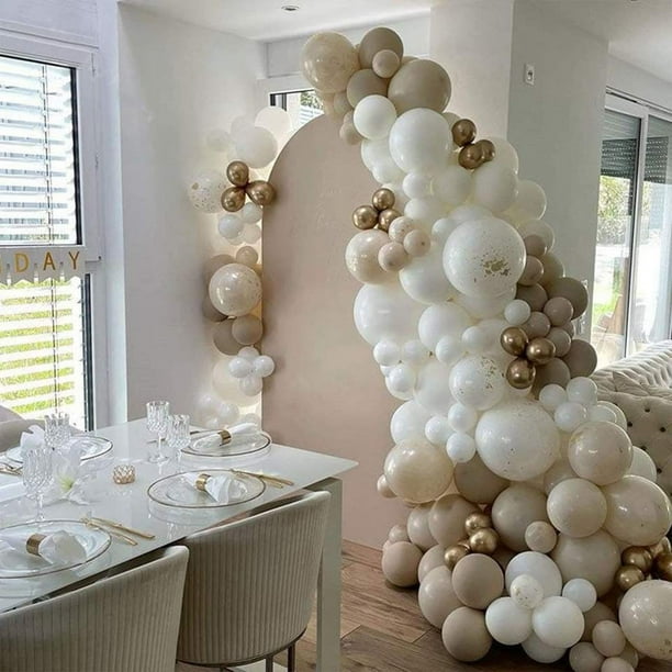 Kit de arco de globos beige, 157 piezas de oro blanco y kit de guirnalda de globos blanco arena, decoración de globos para fiesta de cumpleaños, boda, baby shower y aniversario Zefei Wu 9024735030911