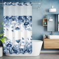 thumbnail image 6 of Blue Flowers No Hooks Shower Curtain with Snap-in Liner Spring Watercolor Gradient Blue Floral Leaf Botanical Shower Curtains for Bathroom, Waterproof, Easy Install, Washable 54"x78", 6 of 9