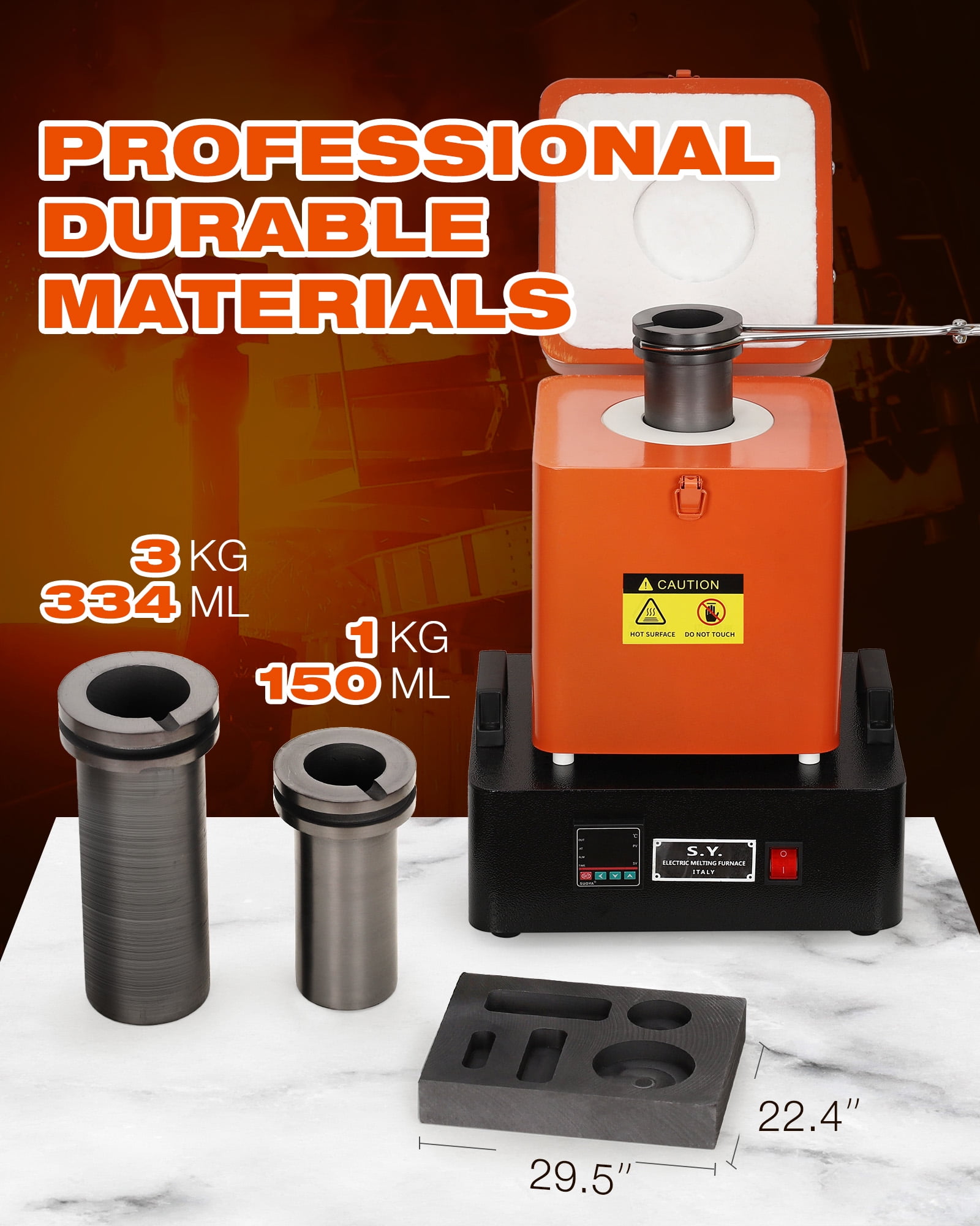 Huisuilinss 3KG Melting Kit TGF3000,1400W 2000F Digital Electric Melting Kit with Graphite Crucible,Smelting Gold Silver Copper Aluminum Metal Recycle Smelting Casting Tool