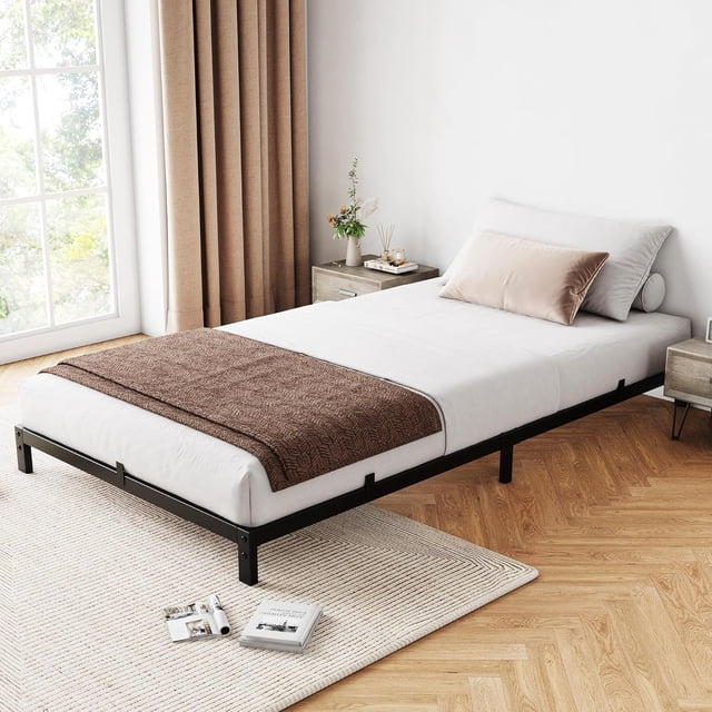 6" Twin Metal Bed Frame with Under Bed Storage, Heavy Duty Platform Bed with Steel Slats Support, Noise-Free Mattress Foundation, No Box Spring Needed, Easy Assembly, Black