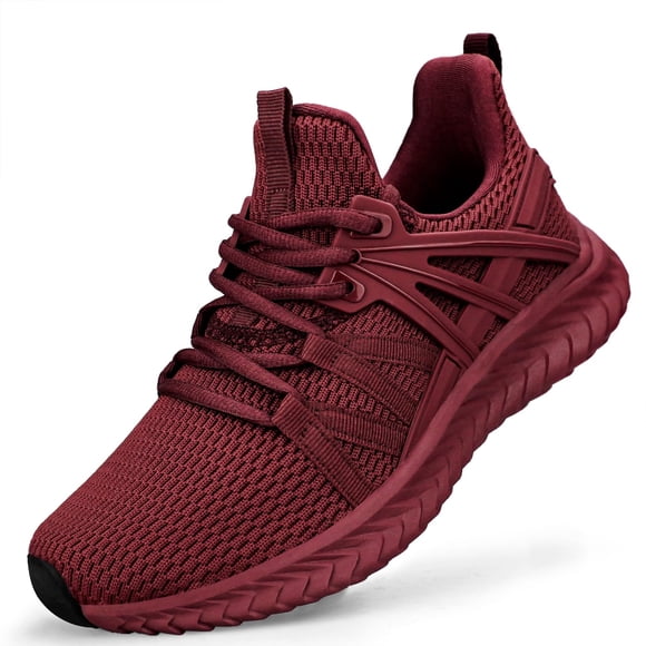 Zapatos de senderismo Abboos para mujer, sin cordones, de espuma viscoelástica, color rojo, talla 9.5