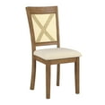 thumbnail image 3 of Weston Home Pulukan Cane x-Back Dining Chair (Set of 2), Oak Finish, Beige Linen, 3 of 10