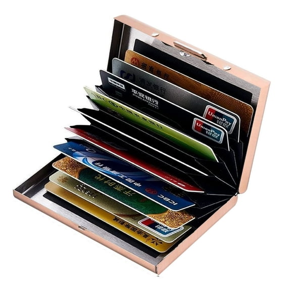 HLONK Credit Card Holder Small Aluminum ID Case with 6 Slots for Women Men Hard Shell Business Card Protector