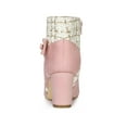 thumbnail image 2 of BLISSFUL STEP Women's Pointed Toe Plaid Block Heels Ankle Boots Pink 10, 2 of 7