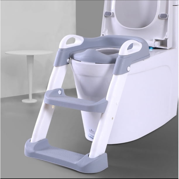 Asiento de inodoro para bebé con escaleras: asiento de inodoro para niños, entrenador de inodoro para niños pequeños y niñas - Asiento de baño de viaje plegable y ajustable en altura con