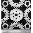 thumbnail image 1 of Soimoi Black Rayon Fabric Gear Parts Hardware Print Fabric by the Yard 42 Inch Wide, 1 of 1