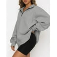thumbnail image 2 of Womens Oversized Half Zip Pullover Long Sleeve Sweatshirt Quarter Zip Hoodie Sweater Teen Girls Fall Y2K Clothes, 2 of 7