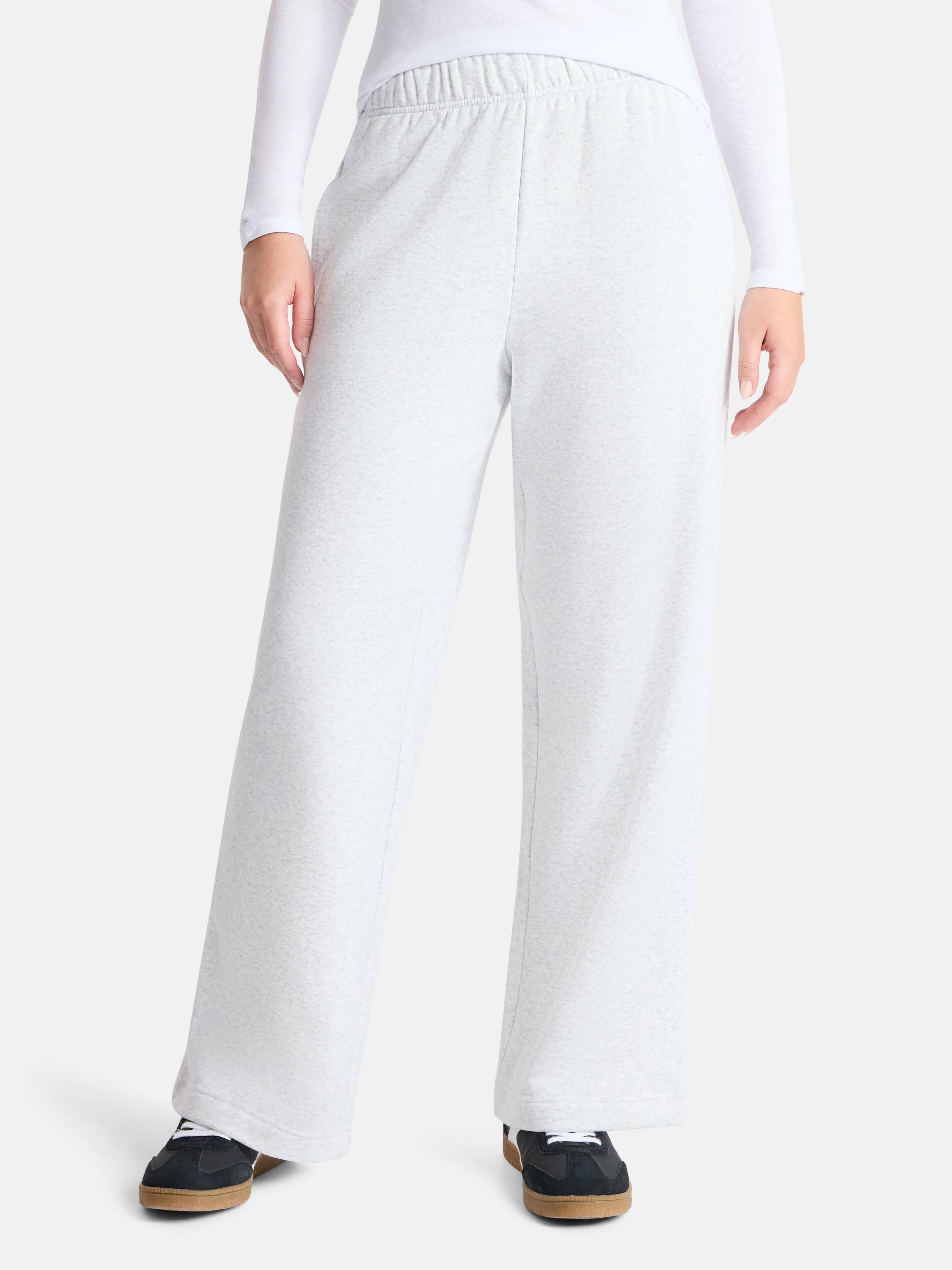 No Boundaries Soft Fleece Wide Leg Pants, 30” Inseam, 1 or 2-Pack, Women’s XXS-4X