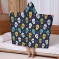 thumbnail image 5 of Navy Colorful Skull Pattern Hooded Bath Towel，50"x30" for Ages 3 To 12 Kids, Quick Dry Lightweight Soft Microfiber Hood Beach Towel Cover Up for Kids, 5 of 7
