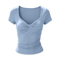 thumbnail image 7 of Kezqiaxn Summer Tops for Women Elastic Short Sleeve V-Neck Loose Shirts Business Dressy Work Blouses Women's Clothing, 7 of 7