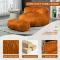 thumbnail image 2 of Plush Upholstered Round Comfort Lounger Bean Bag Chair with Ottoman Orange, 2 of 5