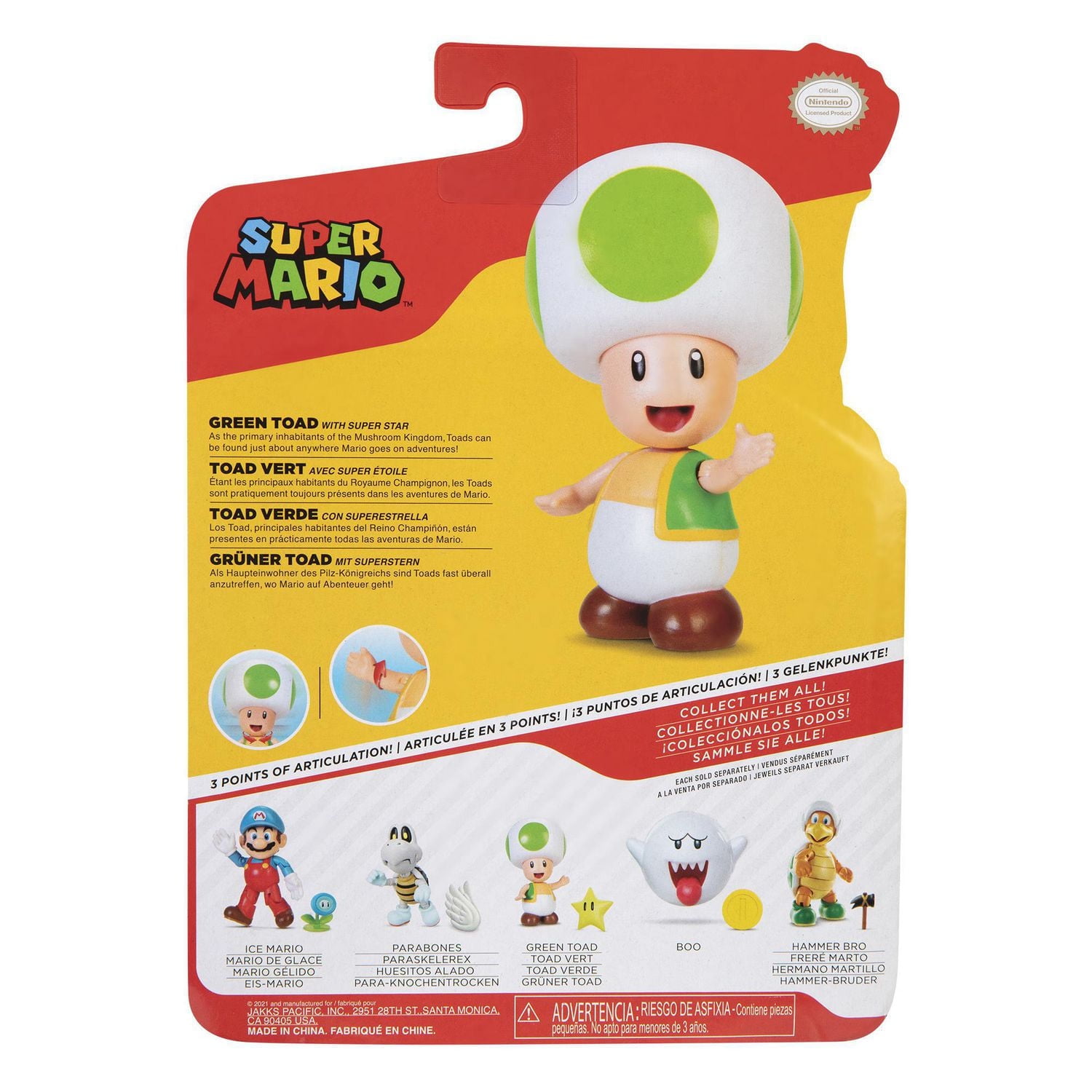World of Nintendo 4" Figures - Green Toad with Super Star
