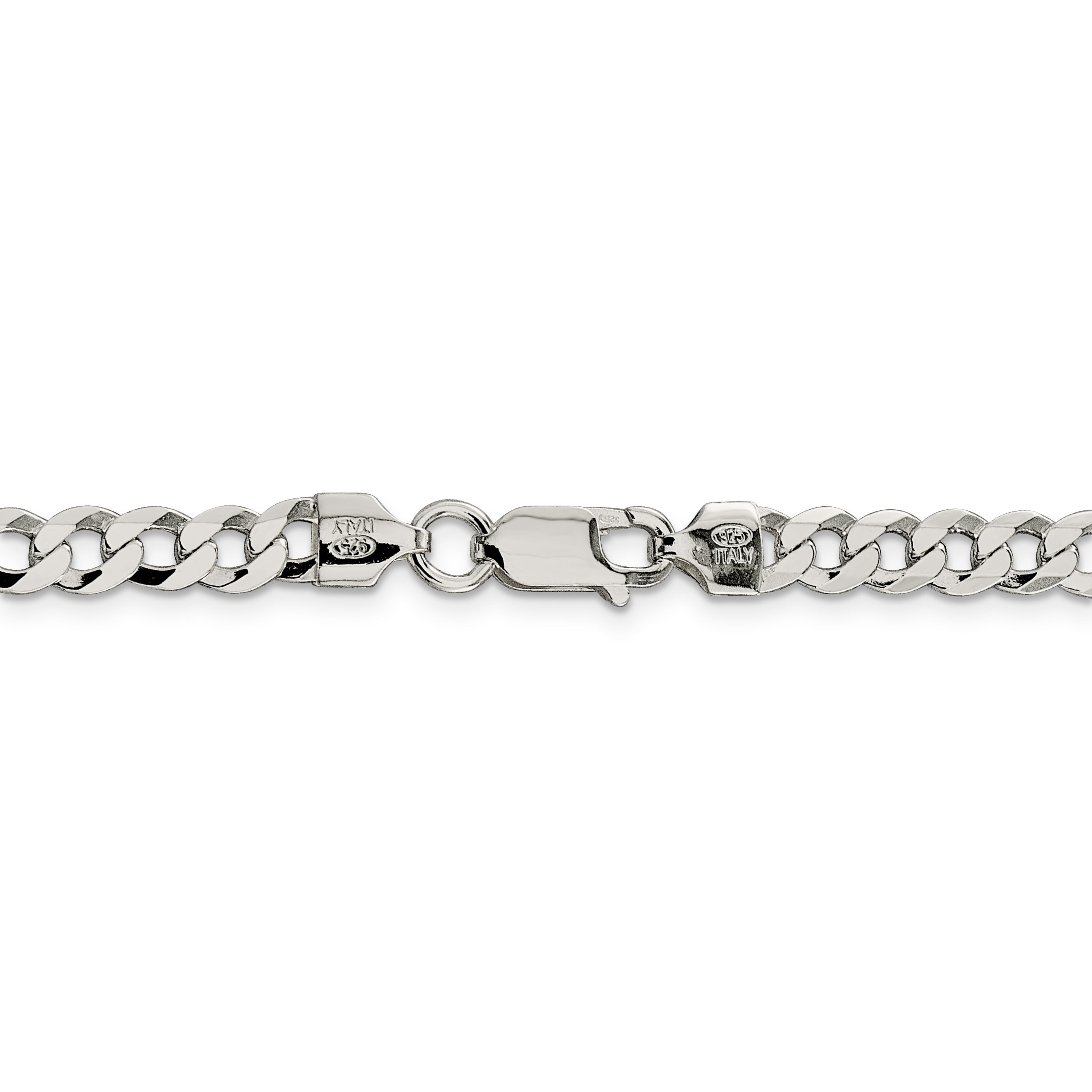 925 Sterling Silver 5.75mm Close Link Flat Curb Chain 18 Inch