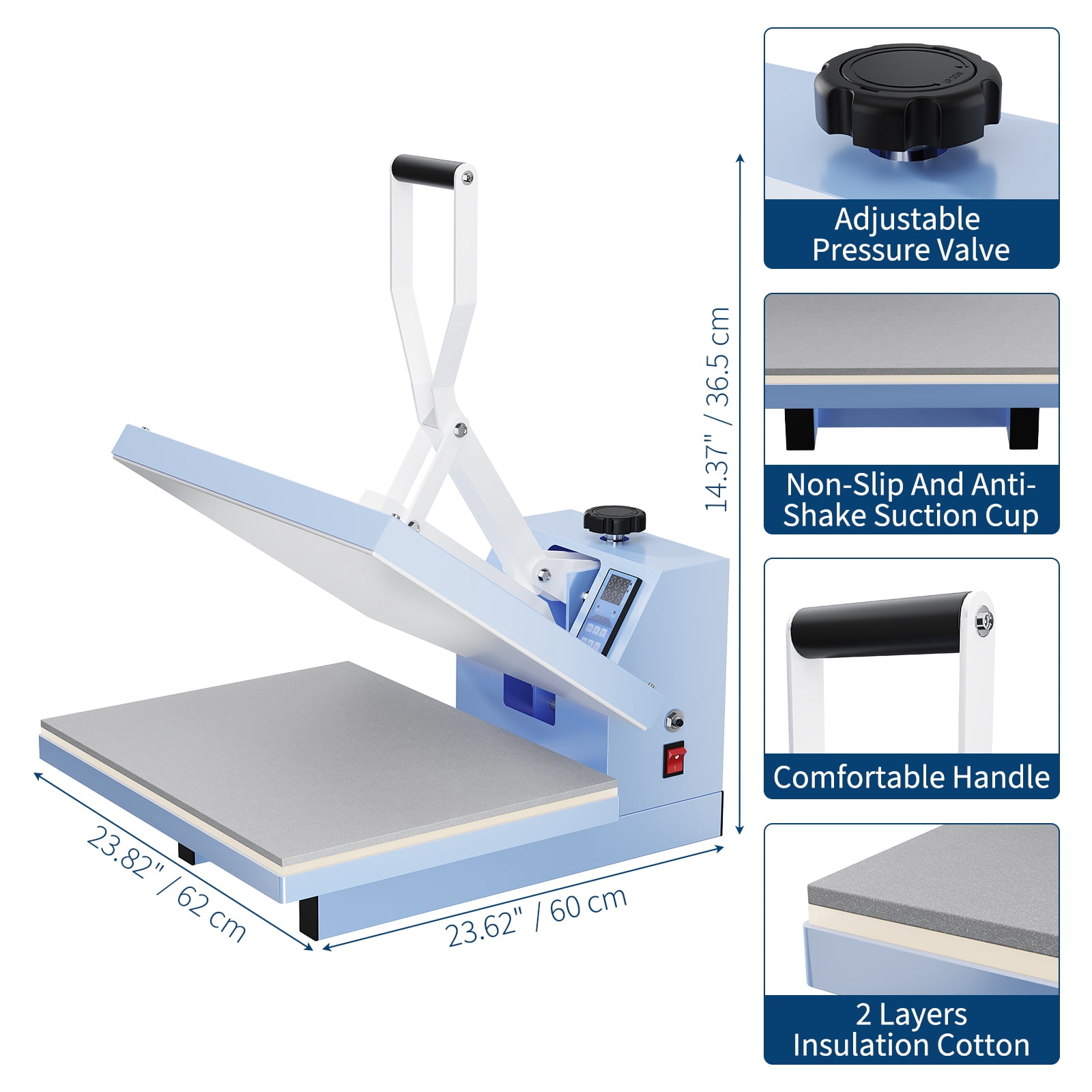 16x24 Heat Press Machine, Industrial Digital Sublimation Press - Large Even Heating for T-Shirts, Bags & More w/Auto Shutoff (61lbs)