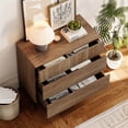 thumbnail image 4 of WAMPAT Commode Cannelée de 31,5 Pouces à 3 Tiroirs avec Poignées Cachées, Coffre Moderne en Bois pour Chambre et Salon, Brun, 4 of 8
