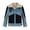 Blue, variant on Fashion Fleece Warm Jacket Coats with Pocket Long Sleeve Jacket Button-up Turndown Collar Mens Winter Jacket Patchwork Gray XXXL