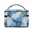 thumbnail image 3 of Handbag Travel Bag Cosmetic Bag 9×6.3×6.7in Multi-Function Bag Large Capacity For Camping Travel Family Travel Light Blue And Gold Marble, 3 of 6