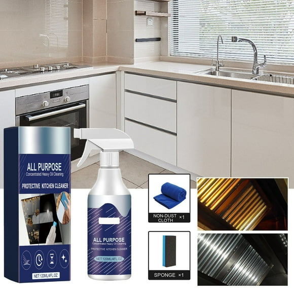 Riforla 120ml Kitchen Grease Heavy Duty Oil Stain Remover for Cookware Appliances Bathroom Deep Clean Formula Cleaning Agents Dark Blue 12X7.6X5.8CM