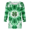 thumbnail image 2 of Craaazy Ladies' Round Neck 3/4 Sleeve T-shirt Loose Holiday Long Sleeved Tops Gifts, 2 of 5